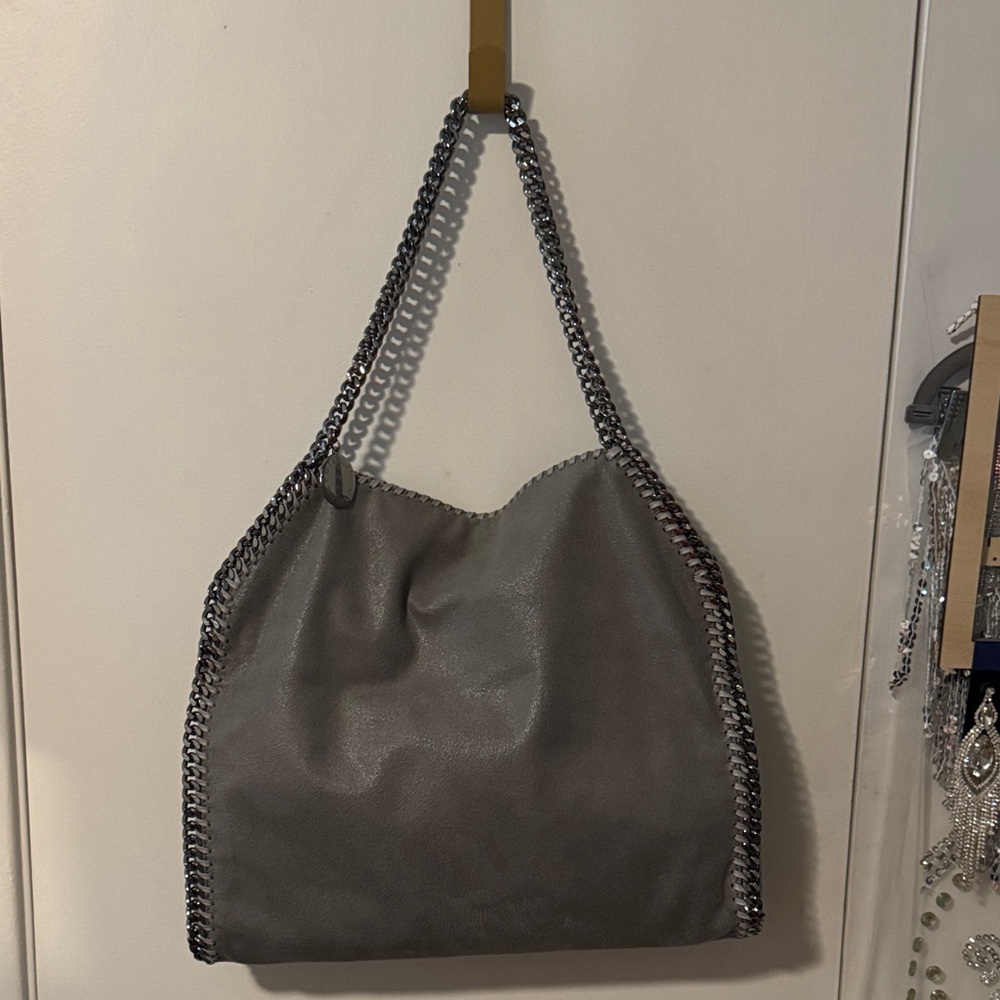 Stella McCartney Gray Chain-Trim Shoulder Bag